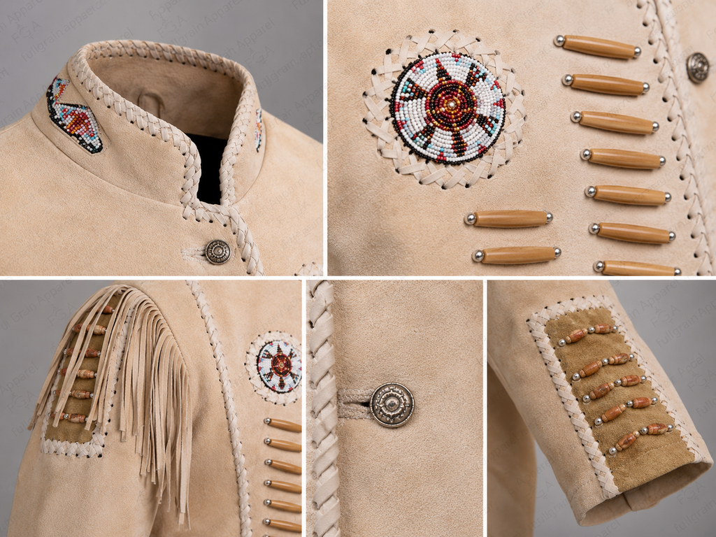 Men’s Western Fringe Suede Jacket Native Cowboy Style Full Grain Apparel