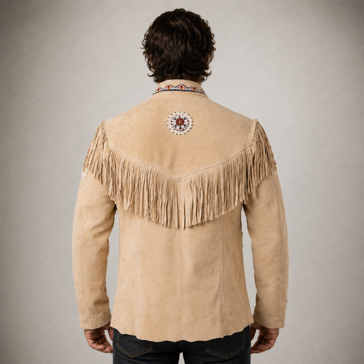 Men’s Western Fringe Suede Jacket Native Cowboy Style Full Grain Apparel