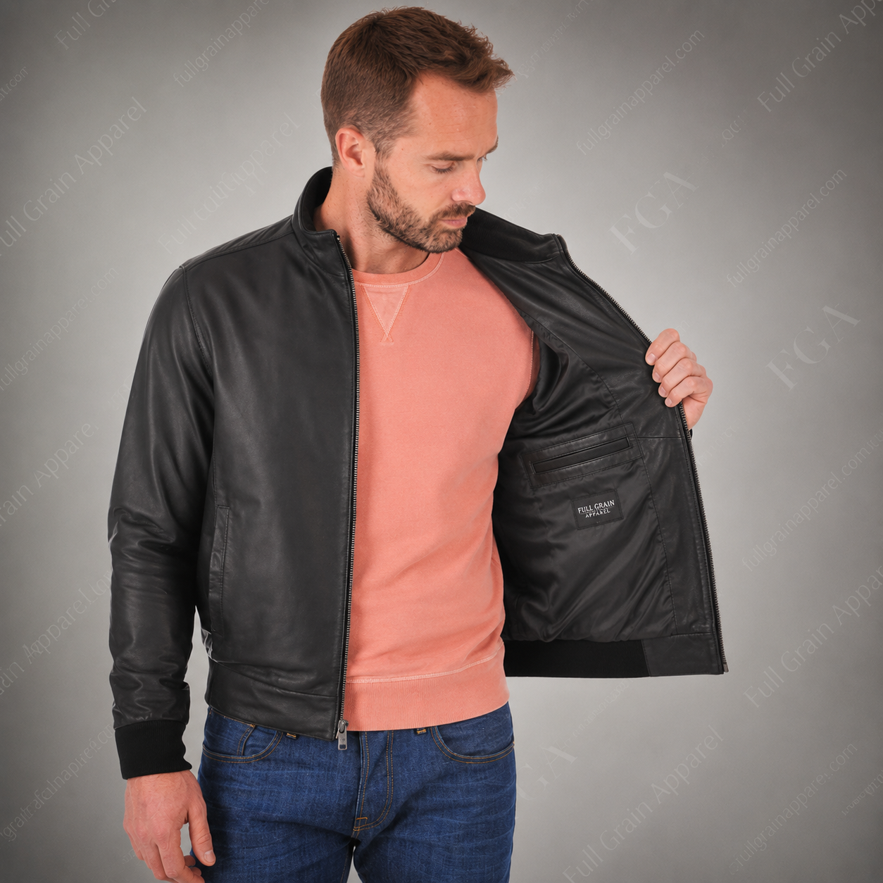Men’s Black Cafe Racer Leather Jacket Minimal Moto Full Grain Apparel