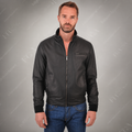 Men’s Black Cafe Racer Leather Jacket Minimal Moto Full Grain Apparel