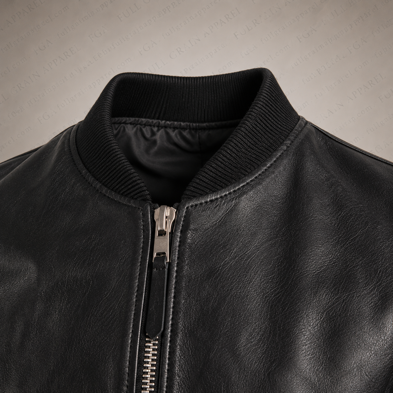Men’s Black Leather Bomber Jacket Minimal Moto Style Full Grain Apparel
