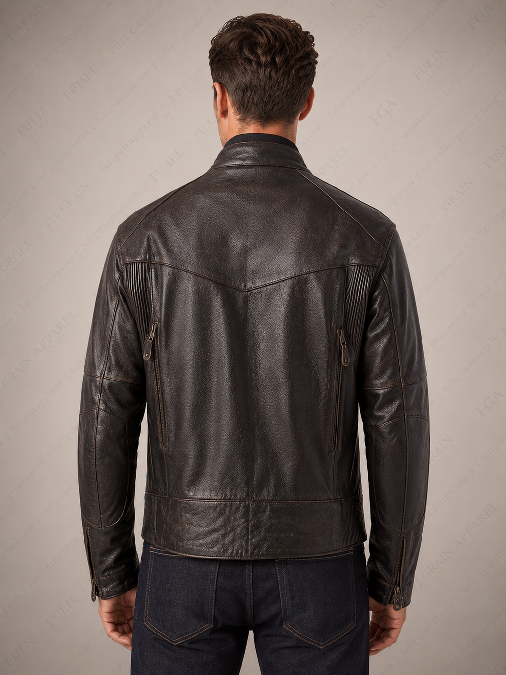 Men's Distressed Black Cafe Racer Leather Jacket | Vintage Moto | Full Grain Apparel