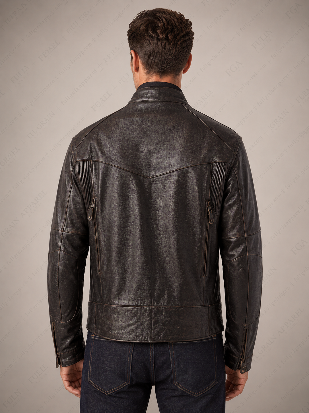 Men's Distressed Black Cafe Racer Leather Jacket | Vintage Moto | Full Grain Apparel