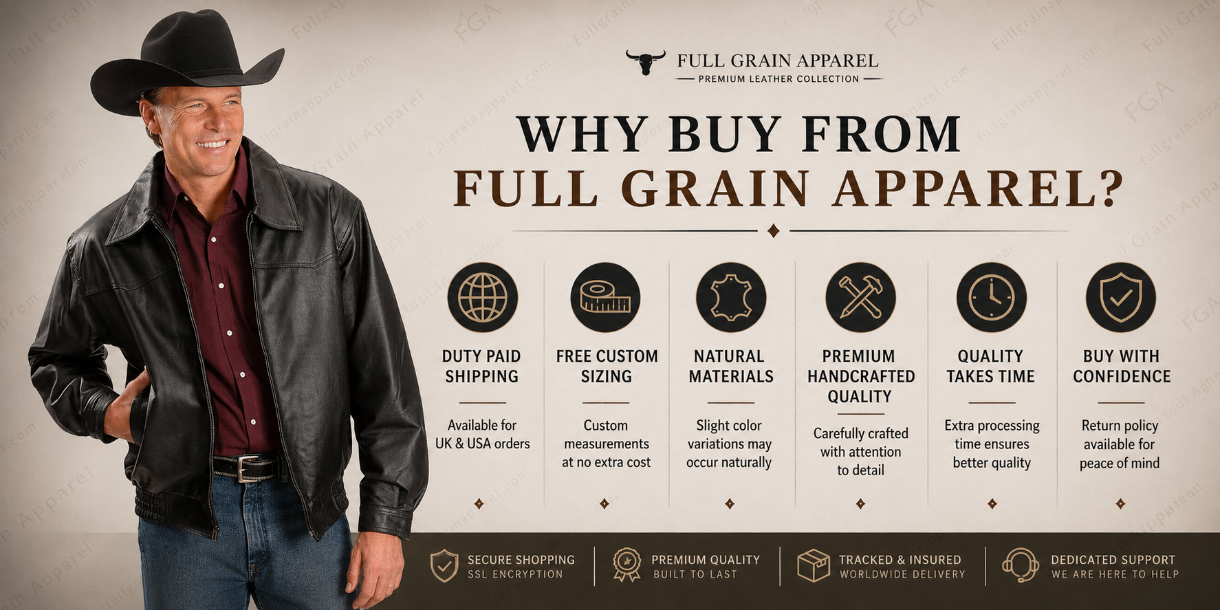 Men's Black Western Leather Jacket | Ranch Bomber | Full Grain Apparel