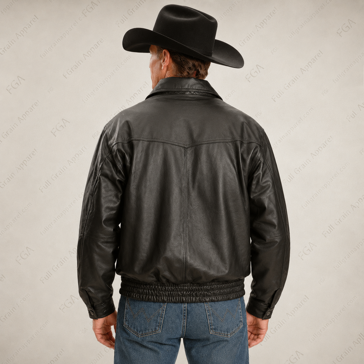 Men's Black Western Leather Jacket | Ranch Bomber | Full Grain Apparel