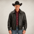 Men's Black Western Leather Jacket | Ranch Bomber | Full Grain Apparel