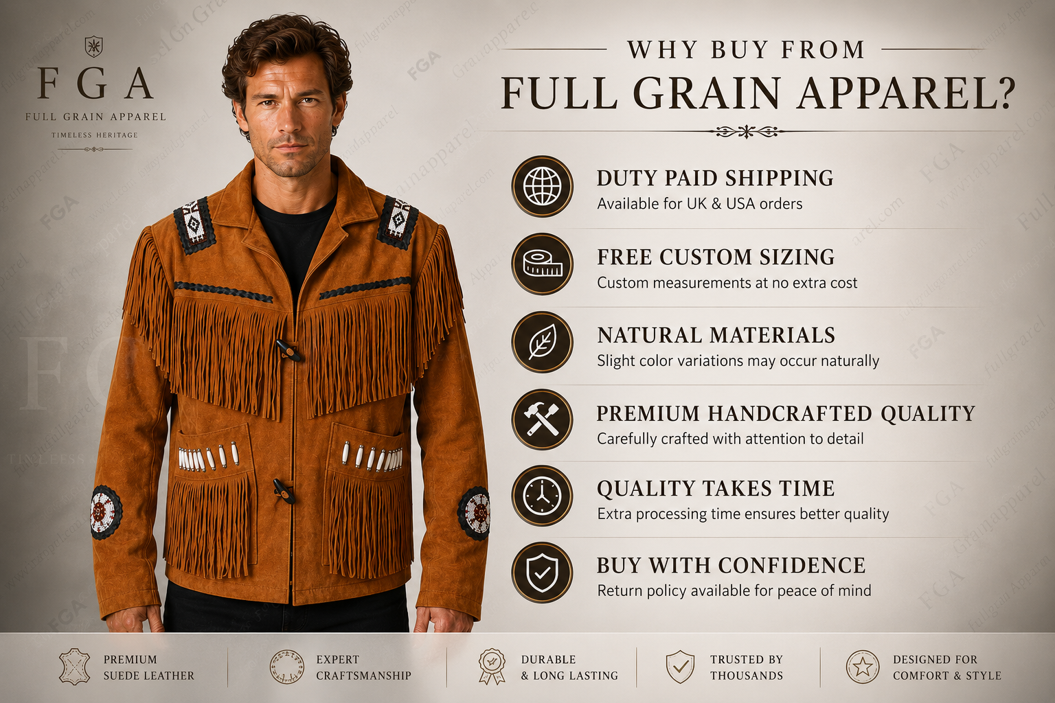 Men's Western Fringe Suede Jacket | Cowboy Heritage | Full Grain Apparel