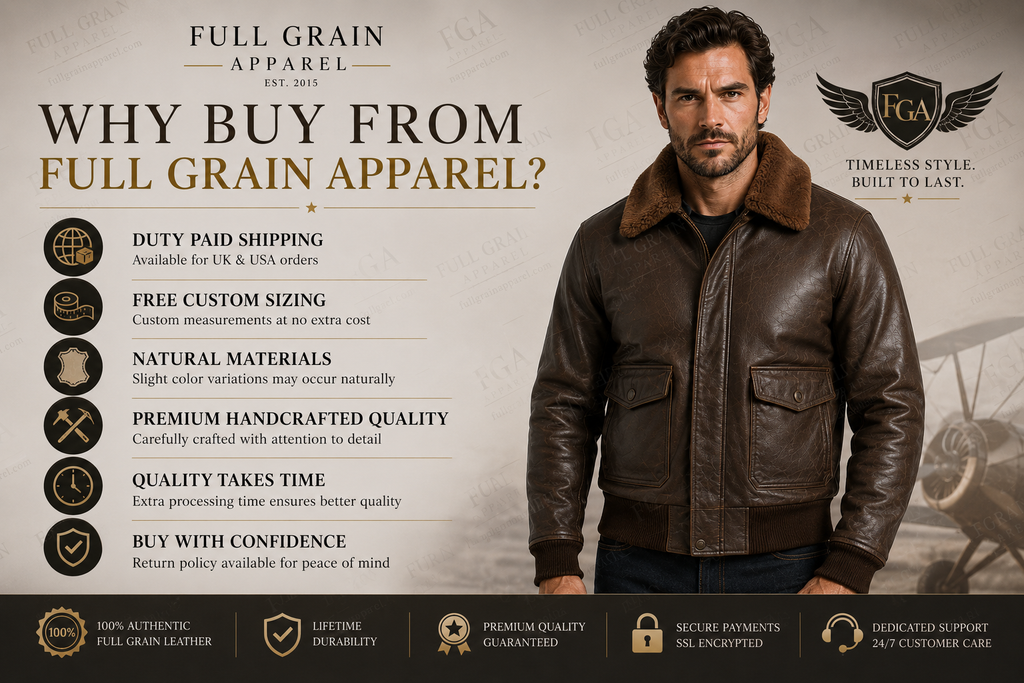 Men's Brown Aviator Leather Jacket | Shearling Flight | Full Grain Apparel