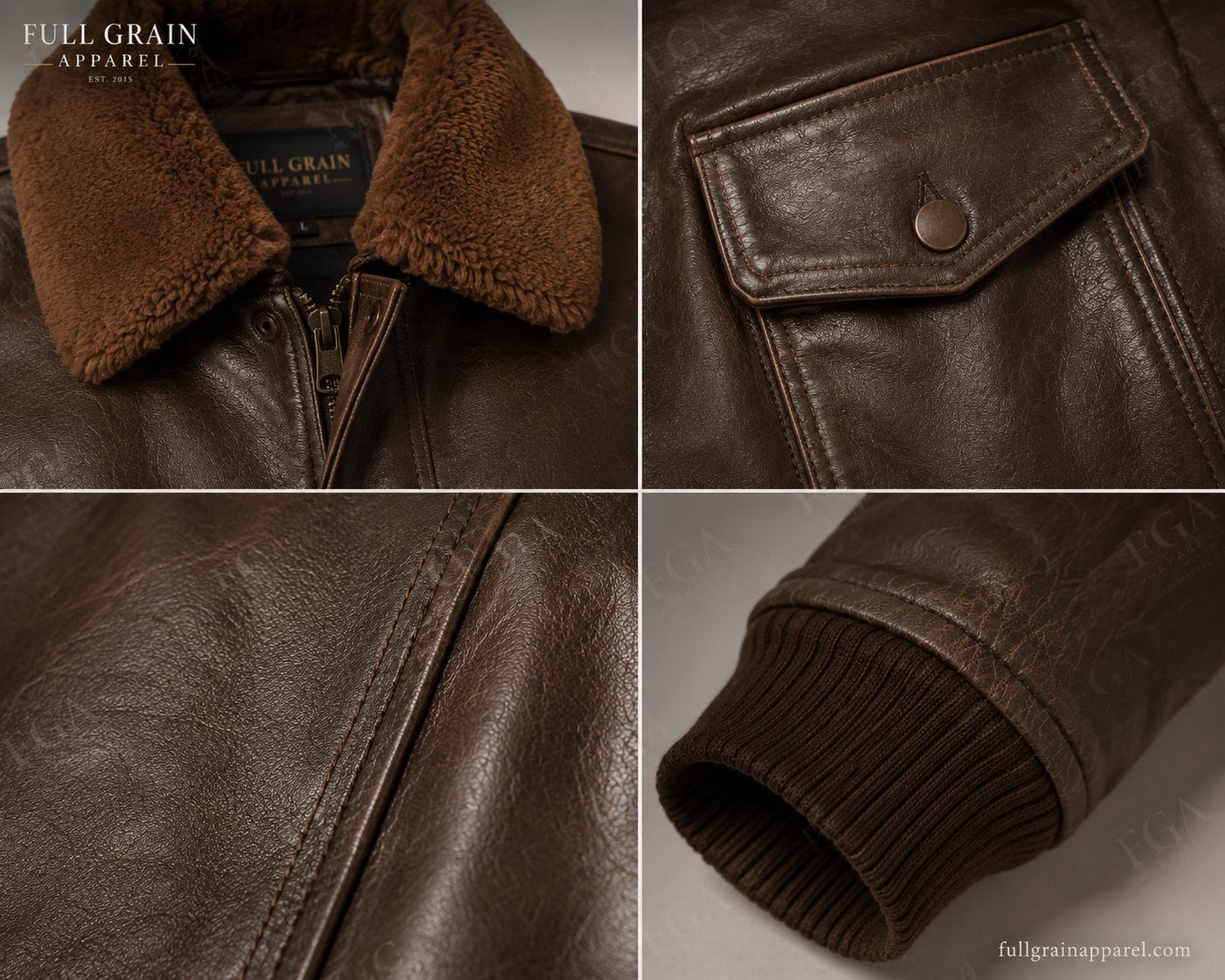 Men's Brown Aviator Leather Jacket | Shearling Flight | Full Grain Apparel