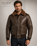 Men's Brown Aviator Leather Jacket | Shearling Flight | Full Grain Apparel