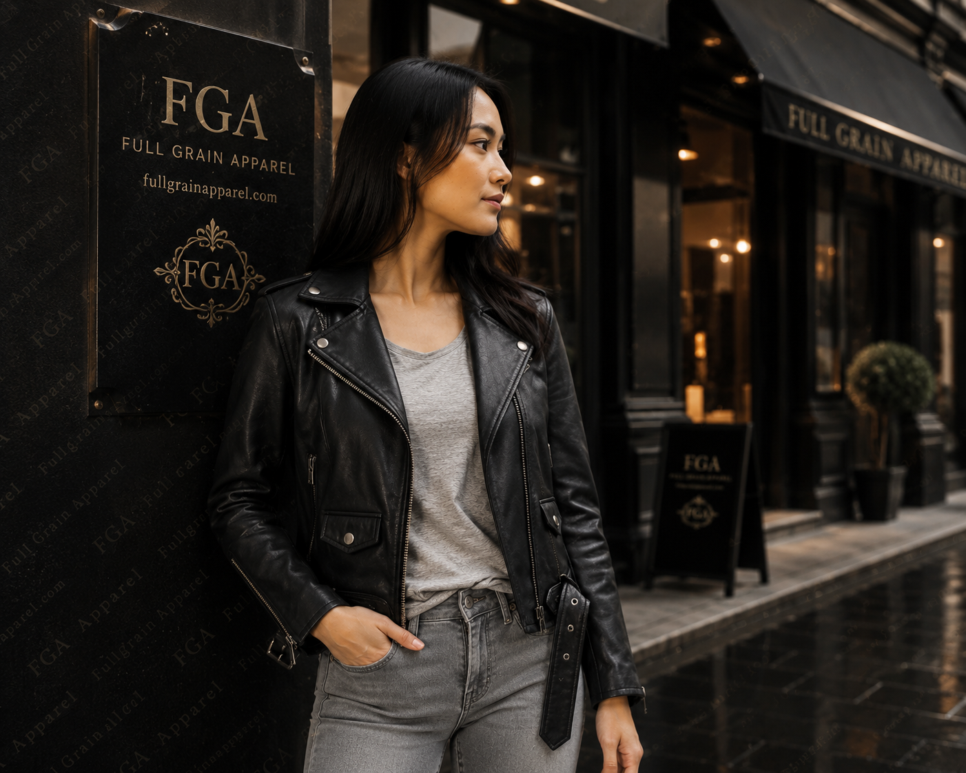 Women's Black Leather Biker Jacket – Classic Moto Style Full Grain Apparel