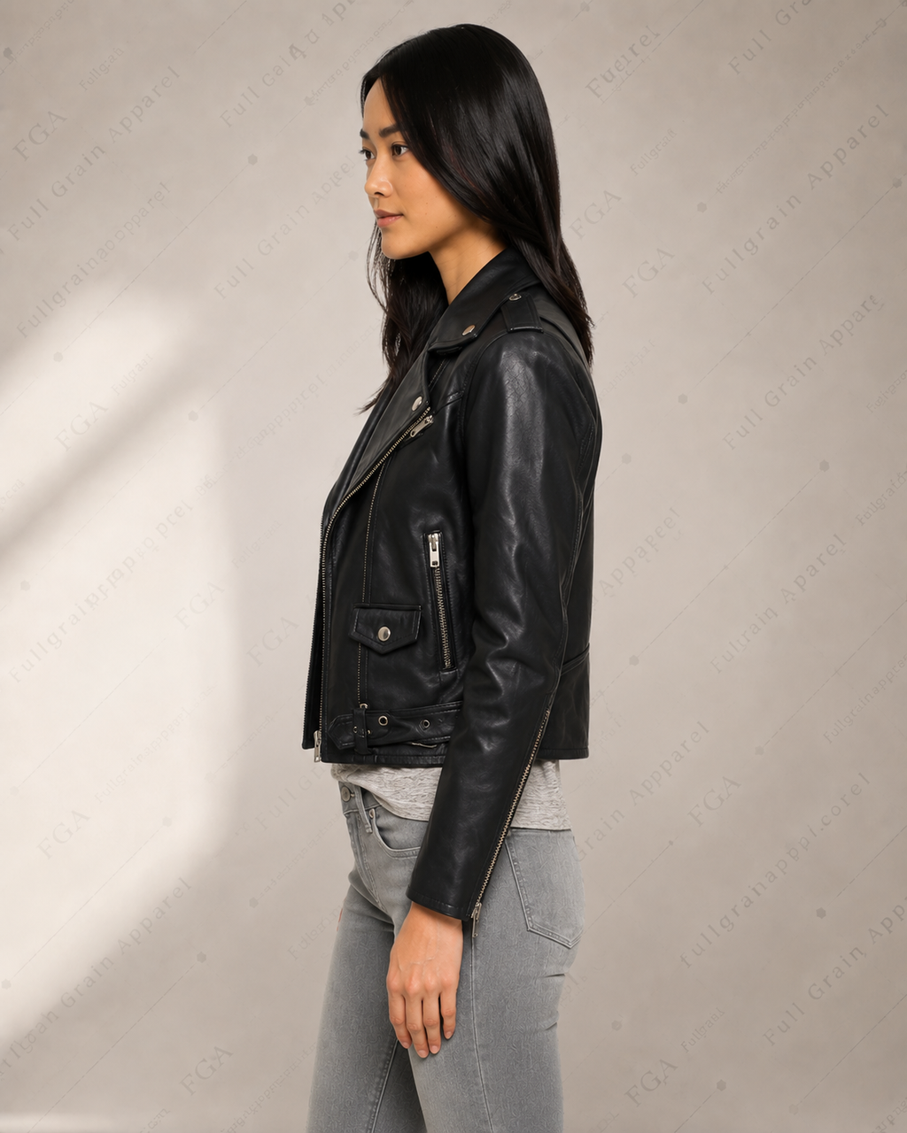 Women's Black Leather Biker Jacket – Classic Moto Style Full Grain Apparel