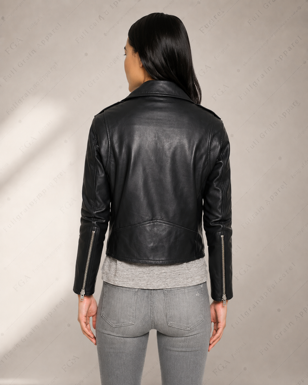 Women's Black Leather Biker Jacket – Classic Moto Style Full Grain Apparel