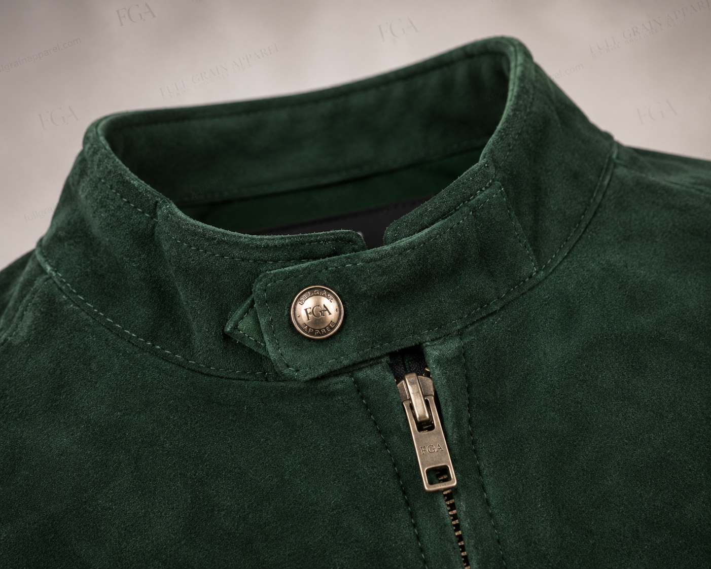 Women's Green Suede Bomber Jacket Cropped Casual Full Grain Apparel