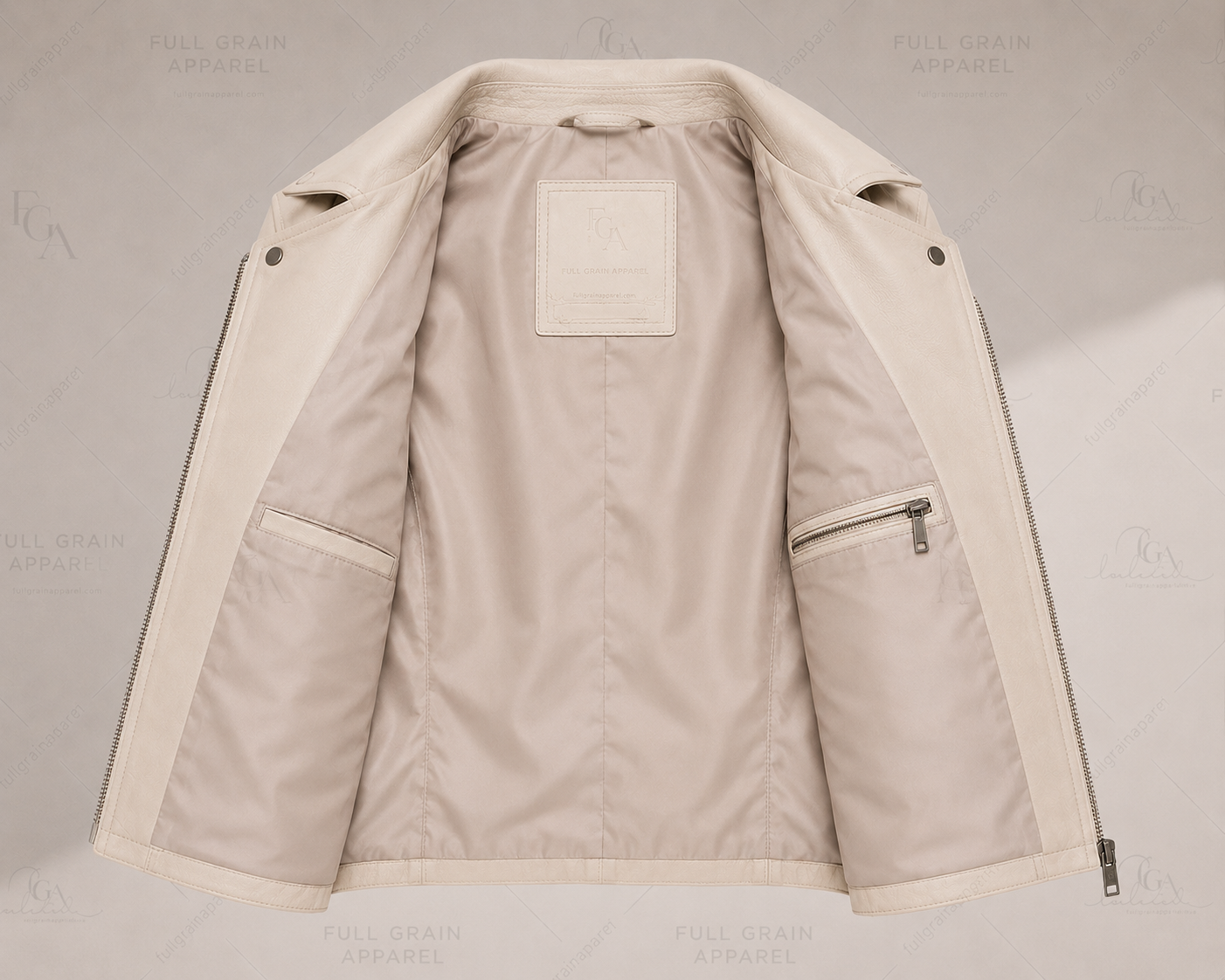 Women's Ivory Leather Moto Jacket Premium Biker Style Full Grain Apparel