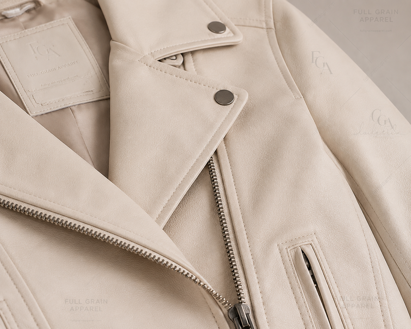 Women's Ivory Leather Moto Jacket Premium Biker Style Full Grain Apparel
