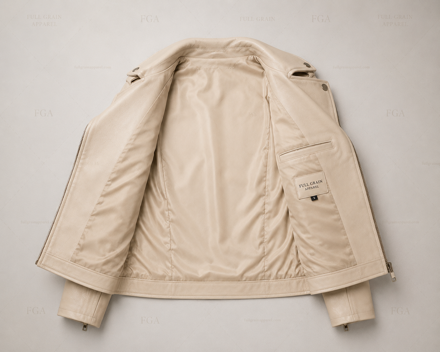 Women's Beige Moto Leather Jacket | Premium Biker Style | Full Grain Apparel