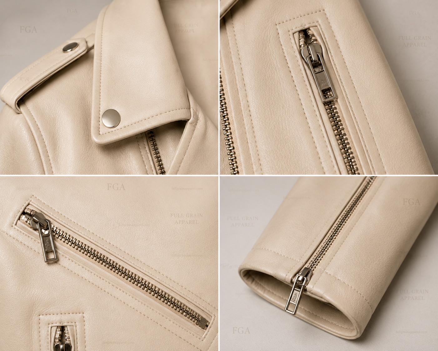 Women's Beige Moto Leather Jacket | Premium Biker Style | Full Grain Apparel