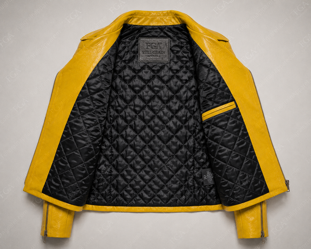 Women's Yellow Biker Leather Jacket | Lace-Up Moto | Full Grain Apparel