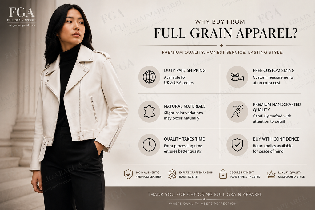 Women's White Cropped Biker Leather Jacket | Luxury Moto | Full Grain Apparel