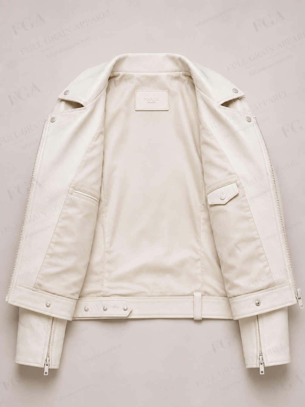 Women's White Cropped Biker Leather Jacket | Luxury Moto | Full Grain Apparel