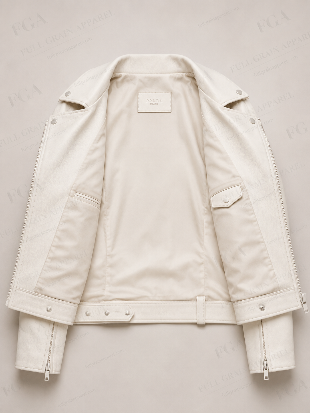 Women's White Cropped Biker Leather Jacket | Luxury Moto | Full Grain Apparel
