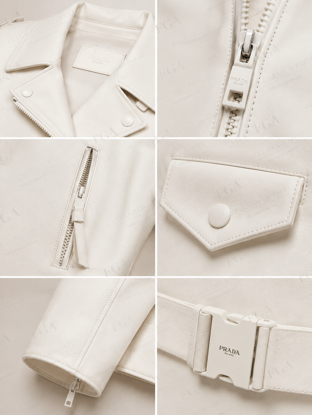 Women's White Cropped Biker Leather Jacket | Luxury Moto | Full Grain Apparel