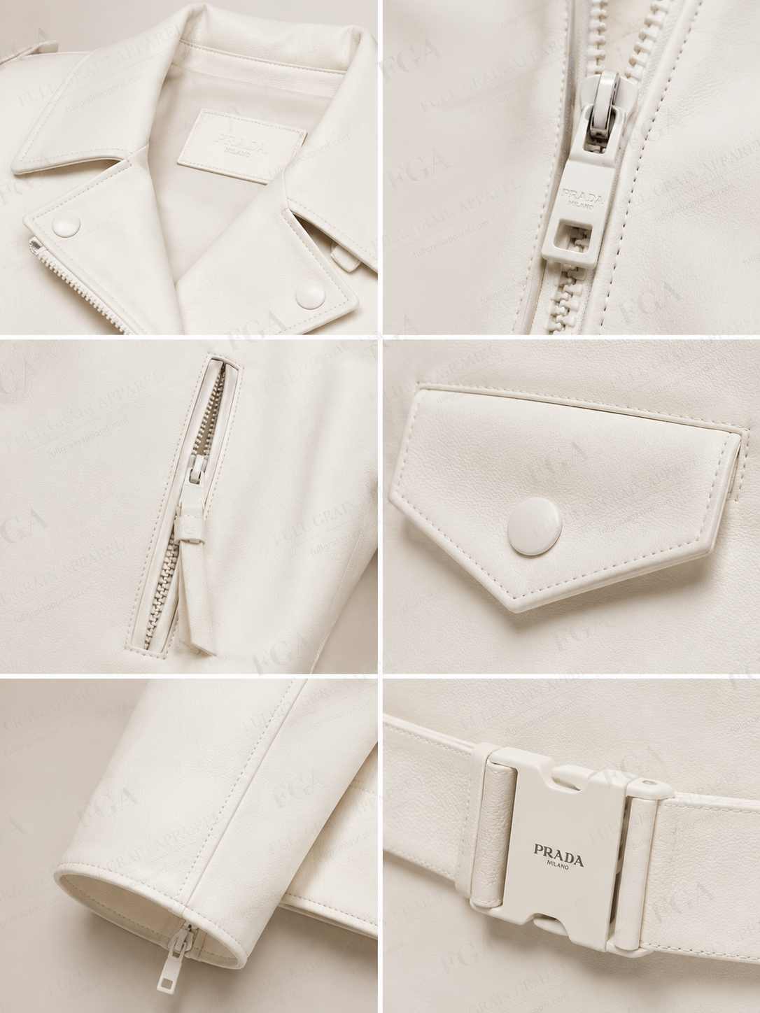 Women's White Cropped Biker Leather Jacket | Luxury Moto | Full Grain Apparel