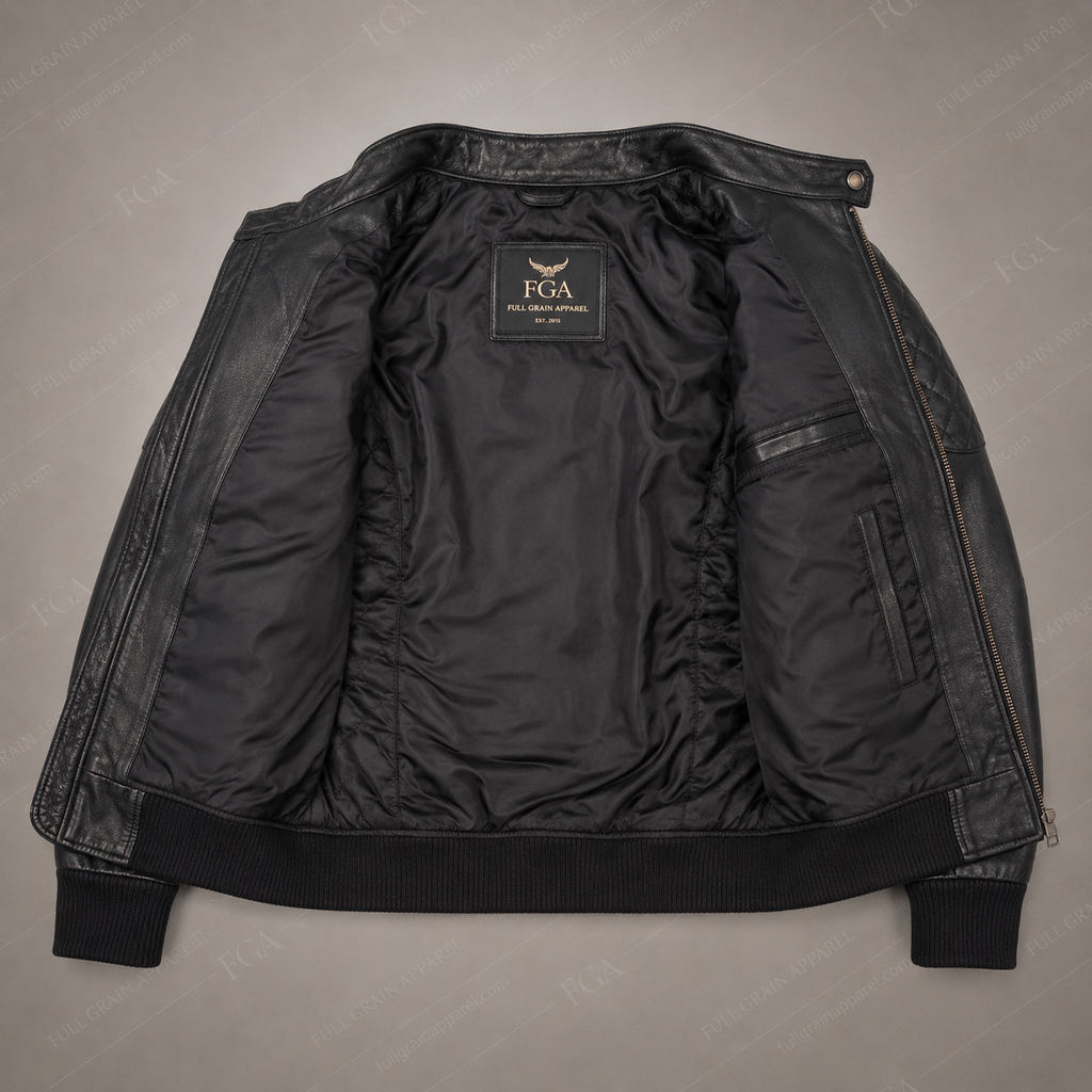 Women's Black Cafe Racer Leather Jacket | Quilted Moto | Full Grain Apparel