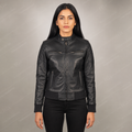 Women's Black Cafe Racer Leather Jacket | Quilted Moto | Full Grain Apparel