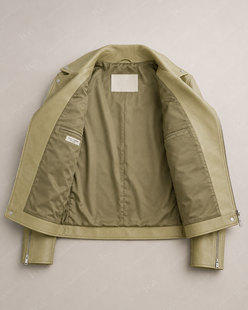 Women's Sage Green Moto Leather Jacket | Premium Biker Style | Full Grain Apparel