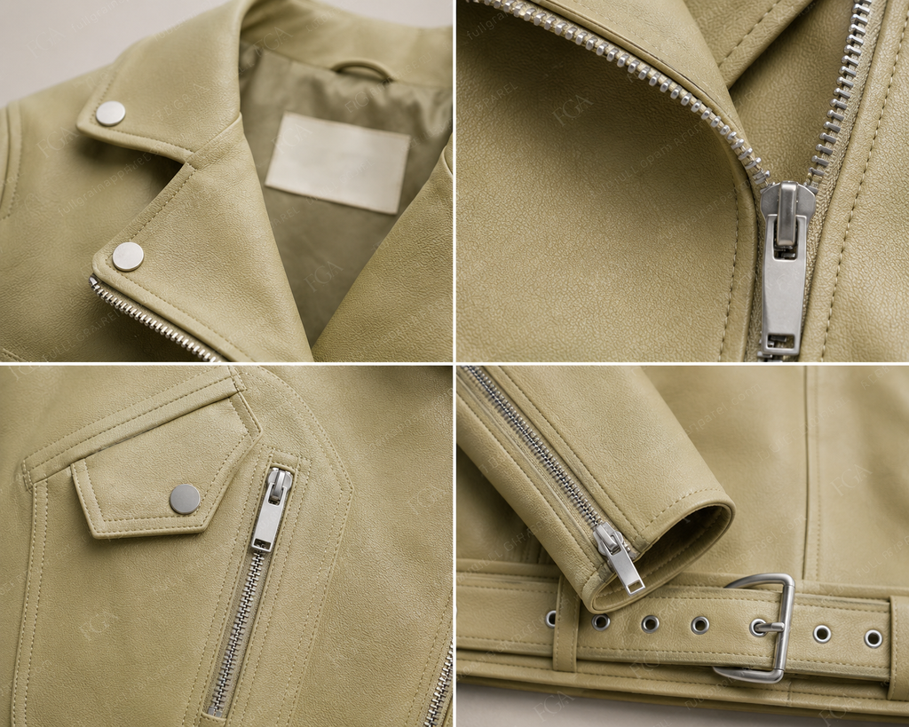 Women's Sage Green Moto Leather Jacket | Premium Biker Style | Full Grain Apparel
