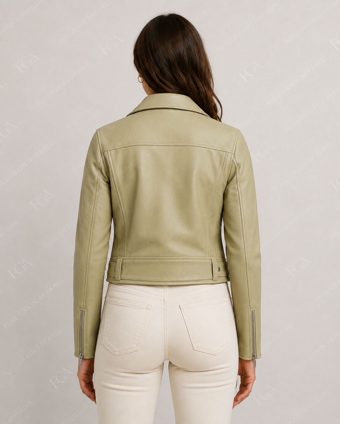 Women's Sage Green Moto Leather Jacket | Premium Biker Style | Full Grain Apparel