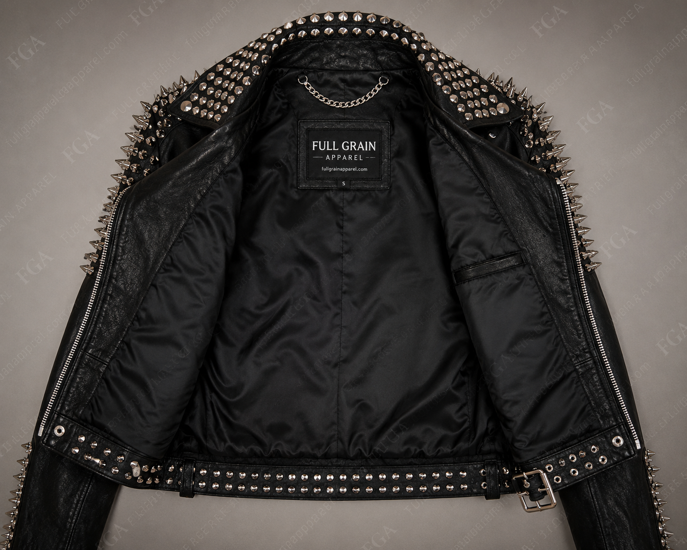 Women's Spiked Moto Leather Jacket – Black Punk Biker Style | Full Grain Apparel