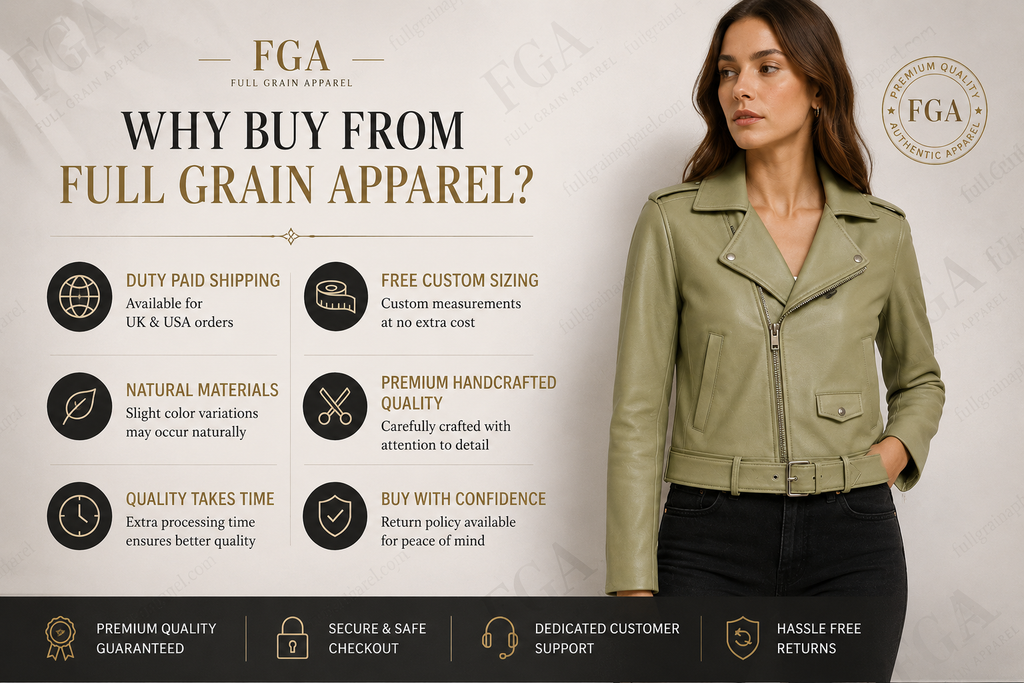 Women's Sage Green Moto Leather Jacket - Premium Biker Style | Full Grain Apparel