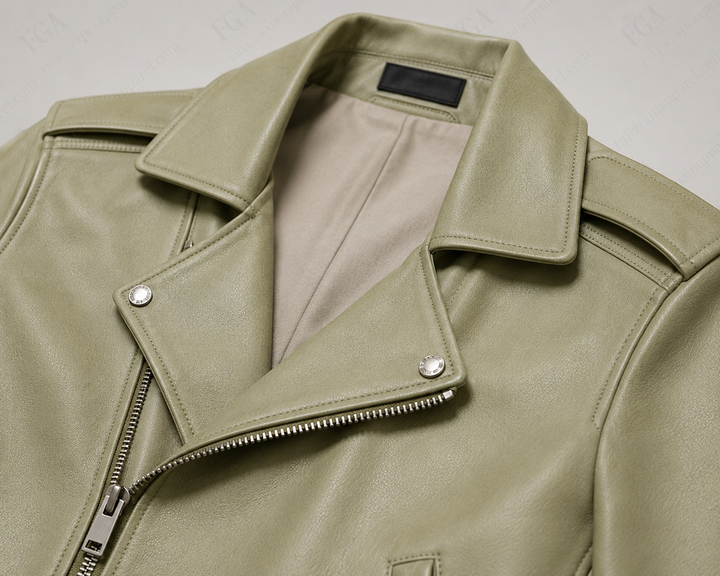 Women's Sage Green Moto Leather Jacket - Premium Biker Style | Full Grain Apparel