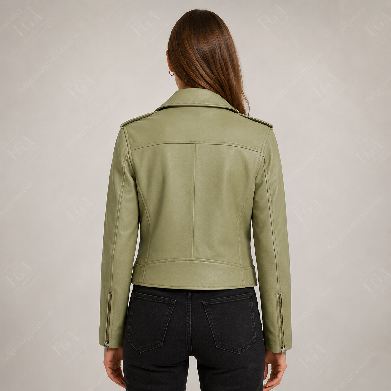 Women's Sage Green Moto Leather Jacket - Premium Biker Style | Full Grain Apparel