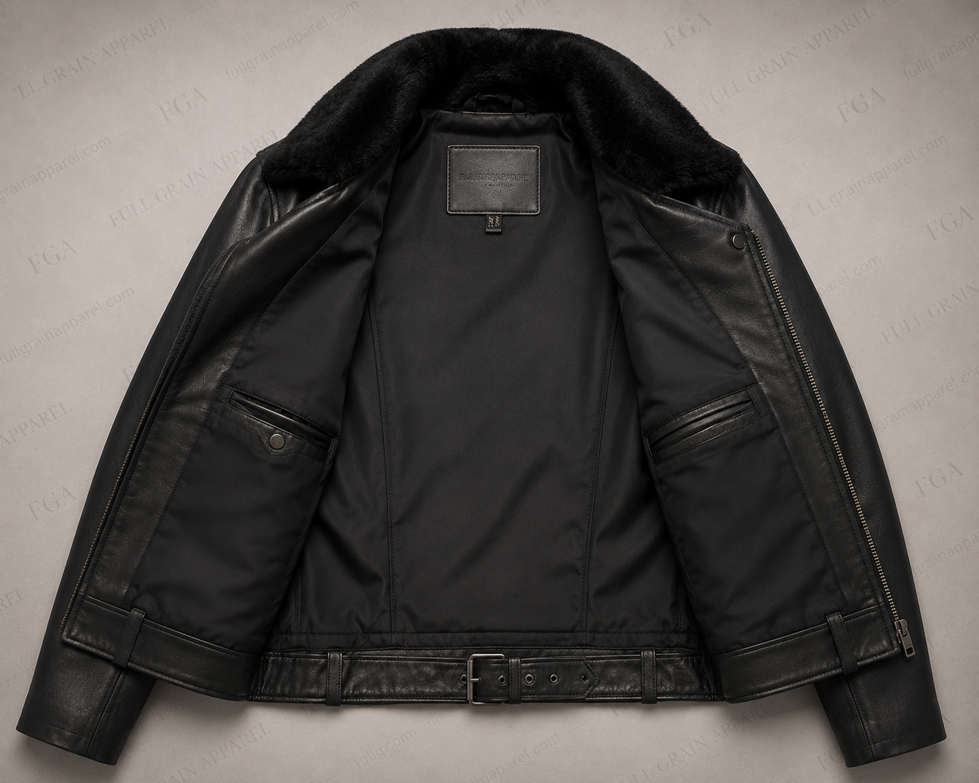 Women's Black Moto Leather Jacket with Fur Collar | Full Grain Apparel