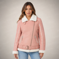 Women's Pink B3 Shearling Leather Aviator Jacket | Full Grain Apparel