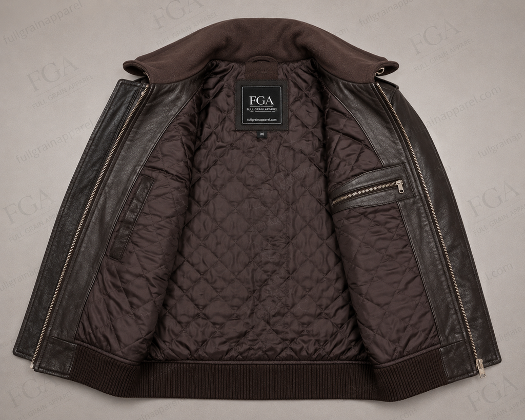 Women's Vintage Brown Leather Bomber Jacket with Hood | Full Grain Apparel