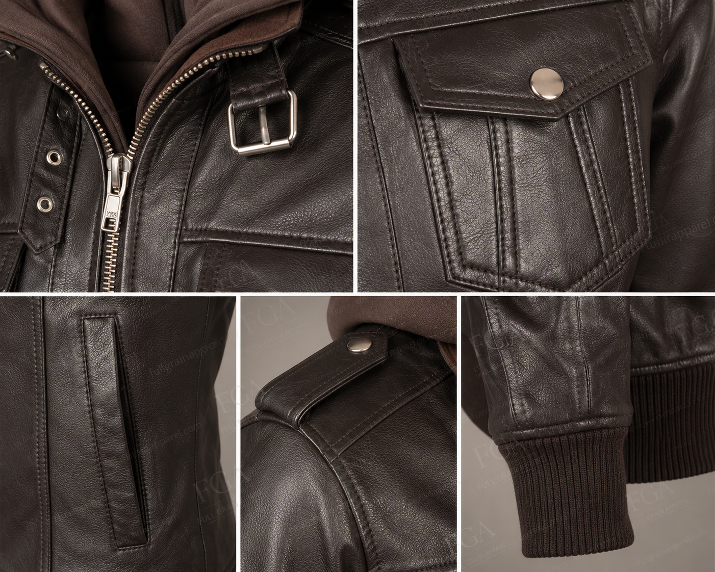Women's Vintage Brown Leather Bomber Jacket with Hood | Full Grain Apparel