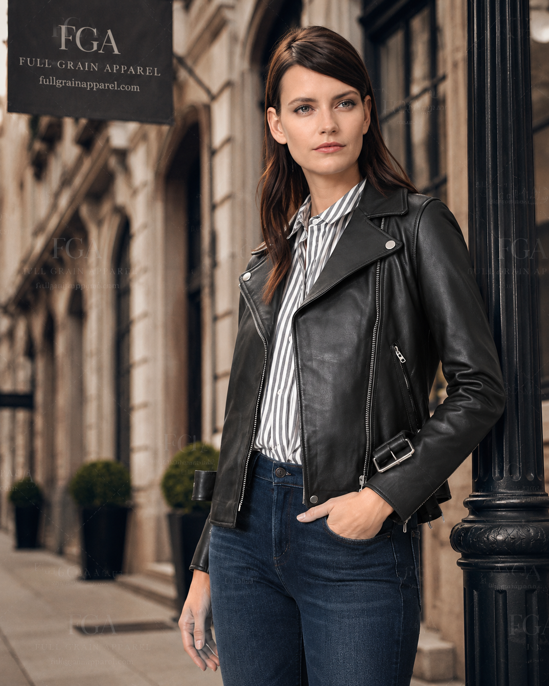 Women's Black Leather Biker Jacket | Classic Moto Style | Full Grain Apparel