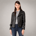 Women's Black Leather Biker Jacket | Classic Moto Style | Full Grain Apparel