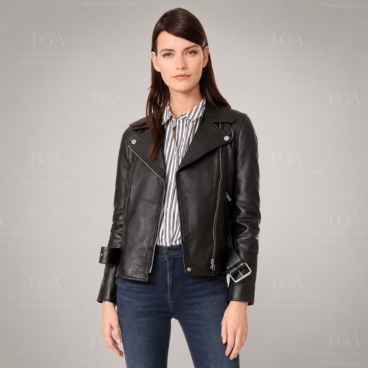 Women's Black Leather Biker Jacket | Classic Moto Style | Full Grain Apparel