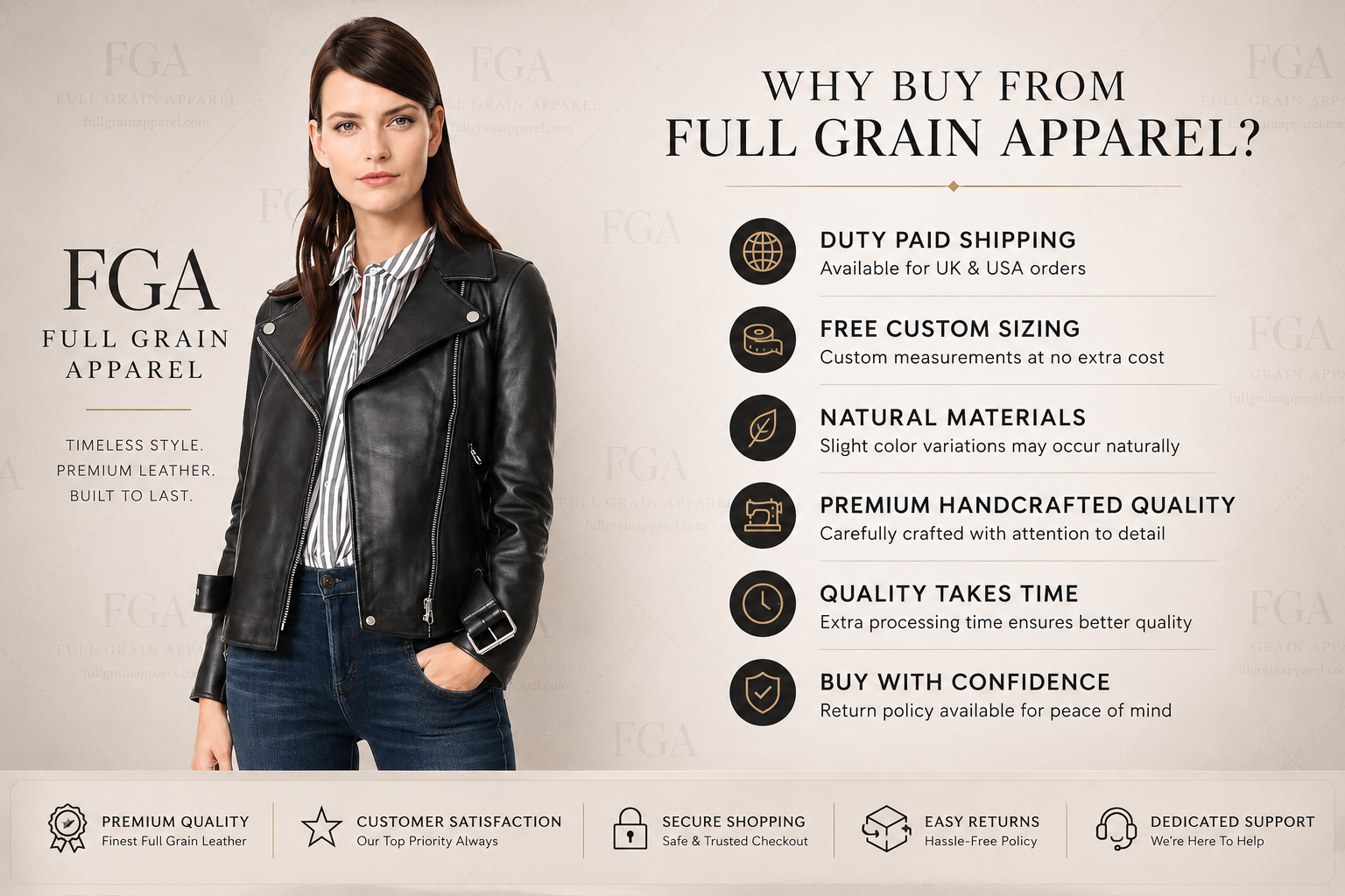 Women's Black Leather Biker Jacket | Classic Moto Style | Full Grain Apparel