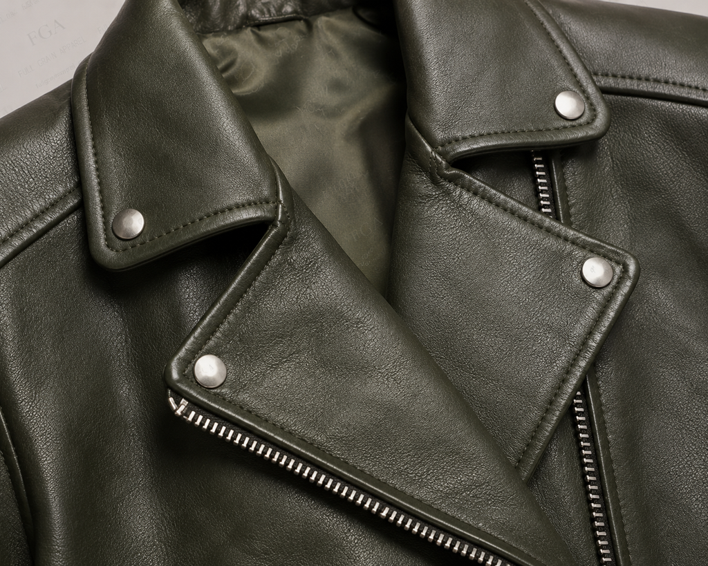 Women's Olive Green Moto Leather Jacket | Premium Biker Style | Full Grain Apparel