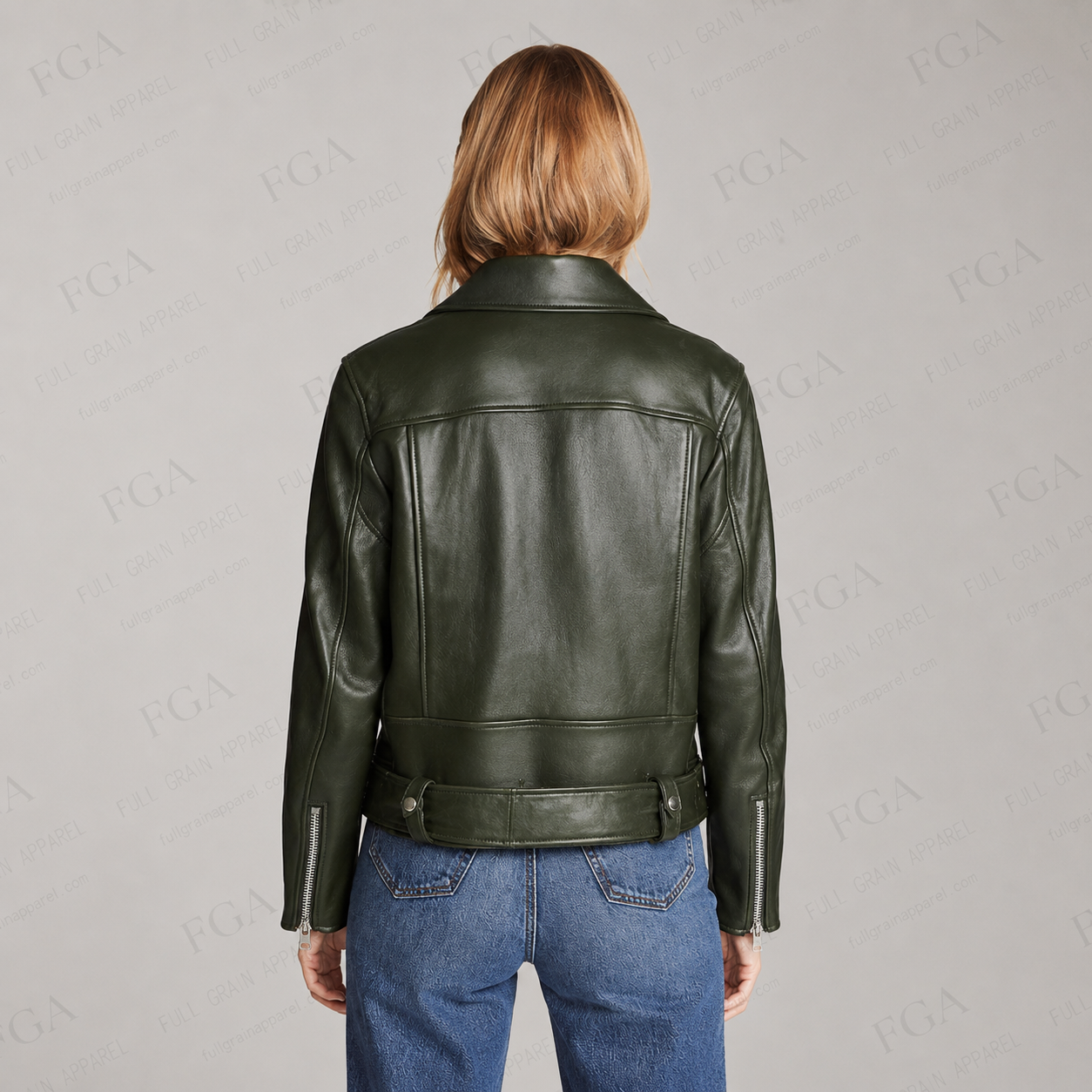 Women's Olive Green Moto Leather Jacket | Premium Biker Style | Full Grain Apparel