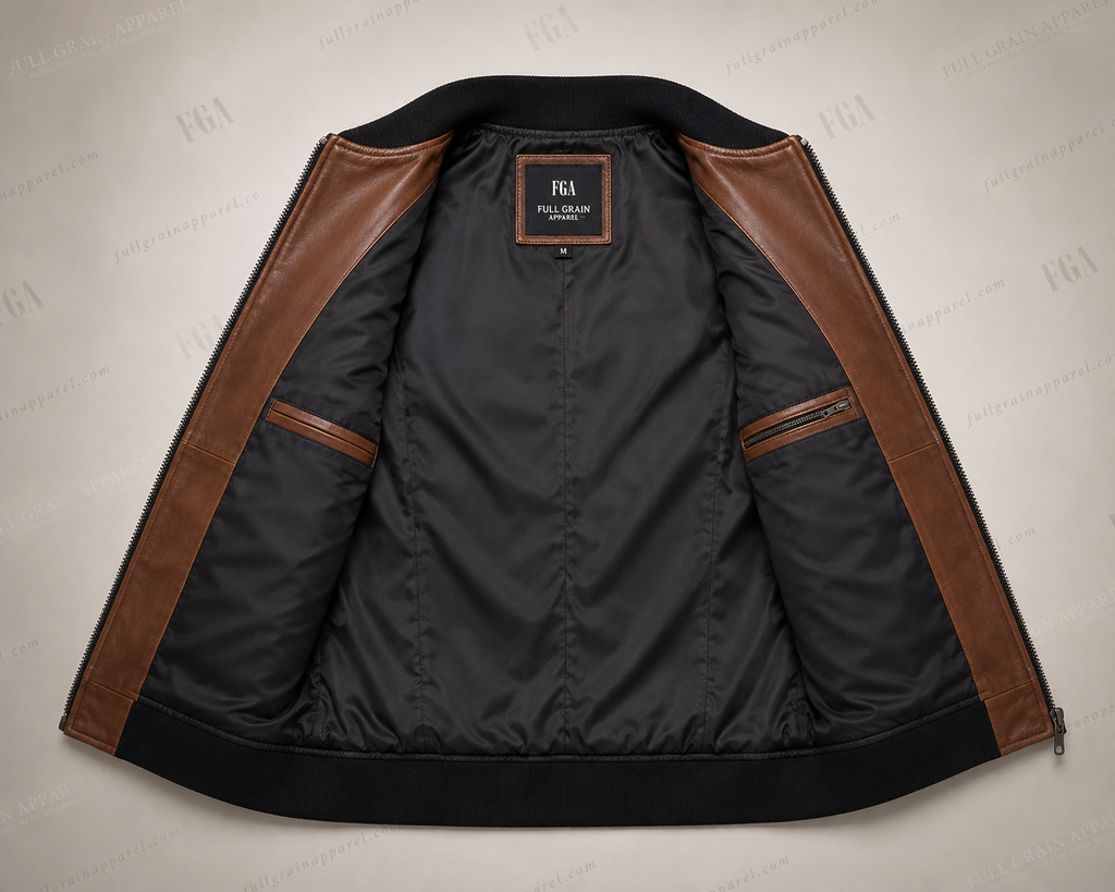 Women's Brown Leather Bomber Jacket – Premium Zip-Up Leather Outerwear