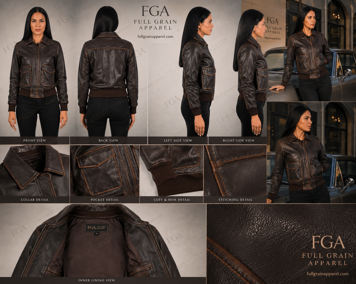 Women's Vintage Brown Leather Bomber Jacket – Premium Distressed Leather