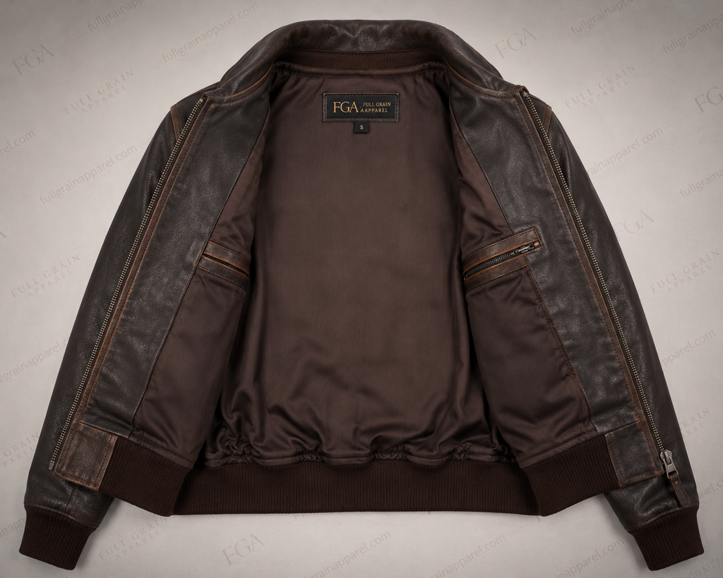 Women's Vintage Brown Leather Bomber Jacket – Premium Distressed Leather